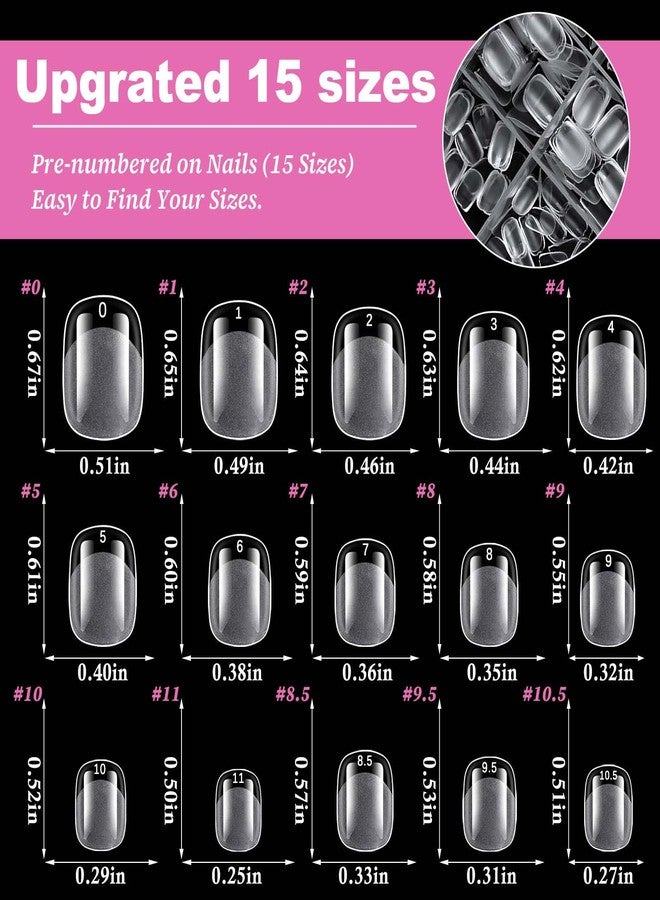 LuckForever 300pc Extra Short Round Square Gel Nail Tips Clear Fake Nail, XS Clear Press on Nails Short Squoval Soft Gel Nail Tips Acrylic Nails Full Cover False Nail Artificial Fingernail for Nail Extensions - Image 3